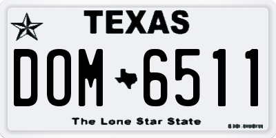 TX license plate DOM6511