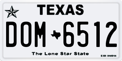 TX license plate DOM6512