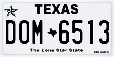 TX license plate DOM6513