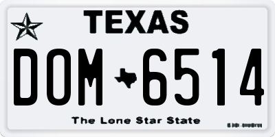 TX license plate DOM6514