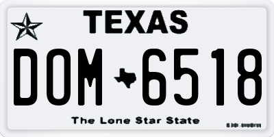 TX license plate DOM6518