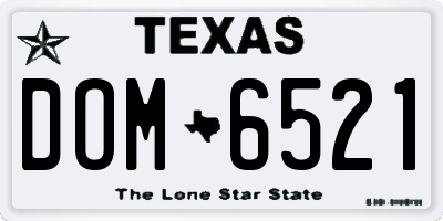 TX license plate DOM6521