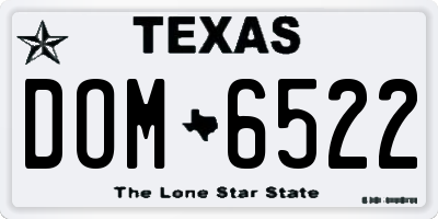 TX license plate DOM6522