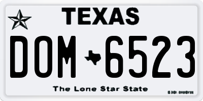 TX license plate DOM6523