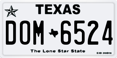 TX license plate DOM6524