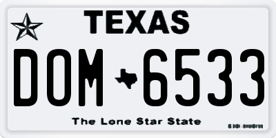 TX license plate DOM6533
