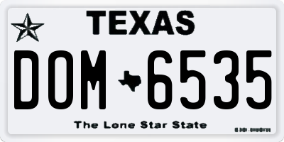 TX license plate DOM6535