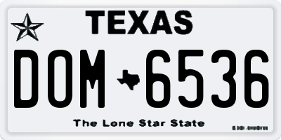 TX license plate DOM6536