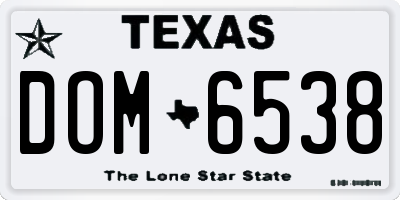 TX license plate DOM6538