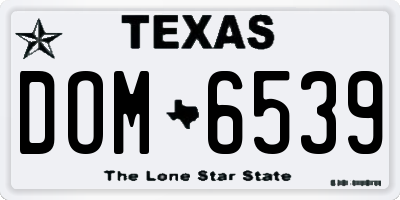 TX license plate DOM6539