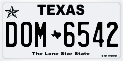 TX license plate DOM6542