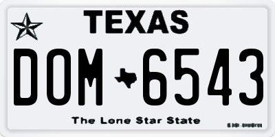 TX license plate DOM6543
