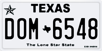 TX license plate DOM6548