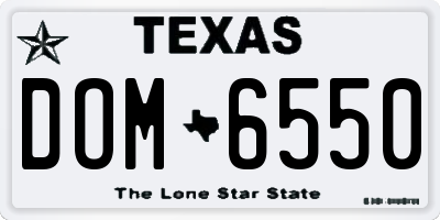 TX license plate DOM6550
