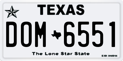 TX license plate DOM6551