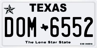 TX license plate DOM6552