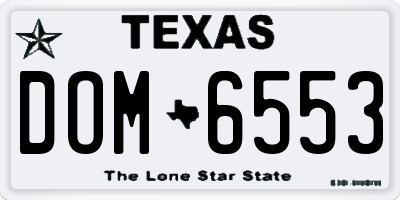 TX license plate DOM6553