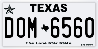 TX license plate DOM6560