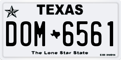 TX license plate DOM6561