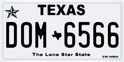 TX license plate DOM6566