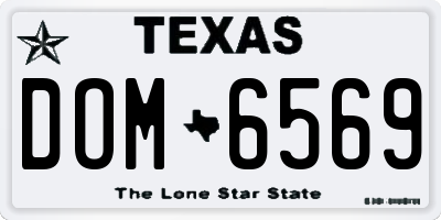 TX license plate DOM6569