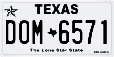 TX license plate DOM6571