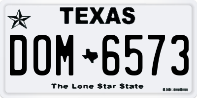 TX license plate DOM6573