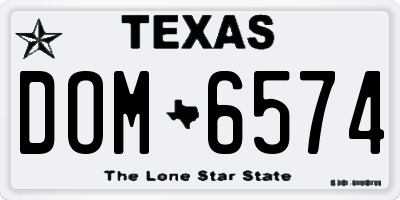 TX license plate DOM6574