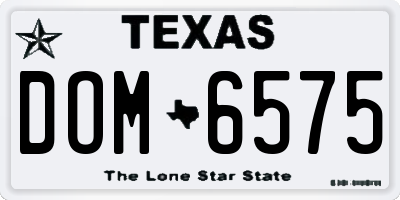 TX license plate DOM6575