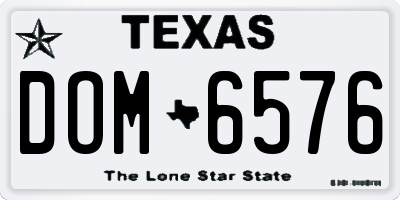 TX license plate DOM6576