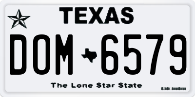 TX license plate DOM6579