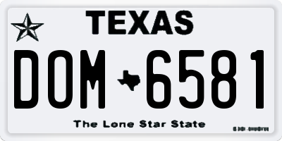 TX license plate DOM6581