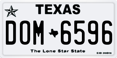 TX license plate DOM6596