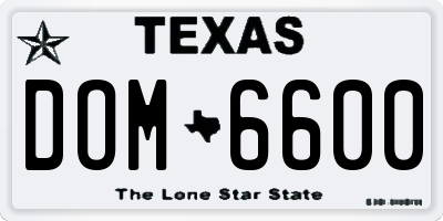 TX license plate DOM6600