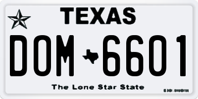 TX license plate DOM6601
