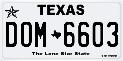 TX license plate DOM6603
