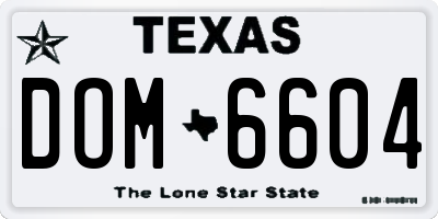 TX license plate DOM6604