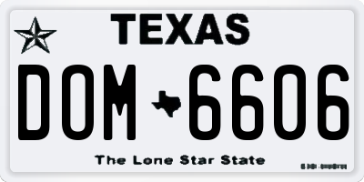 TX license plate DOM6606