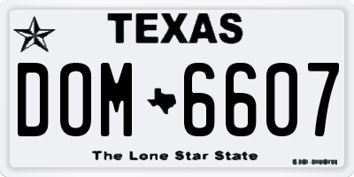 TX license plate DOM6607