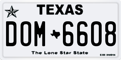 TX license plate DOM6608