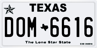 TX license plate DOM6616