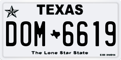 TX license plate DOM6619
