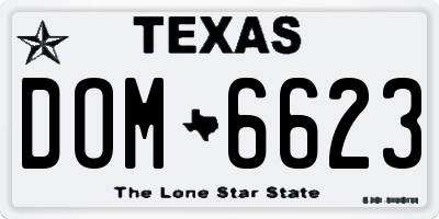 TX license plate DOM6623