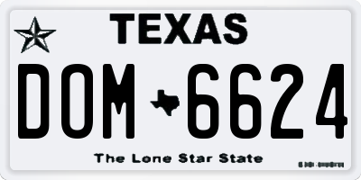 TX license plate DOM6624