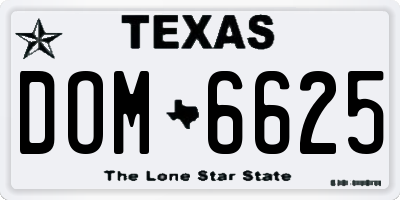 TX license plate DOM6625