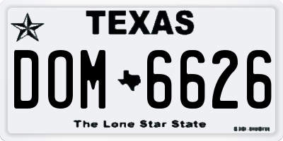 TX license plate DOM6626