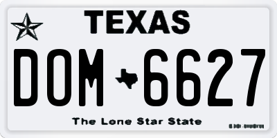 TX license plate DOM6627