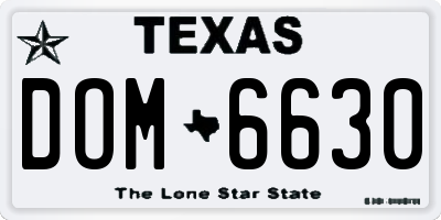 TX license plate DOM6630
