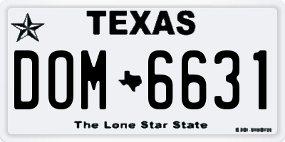 TX license plate DOM6631