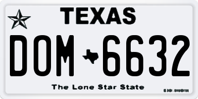 TX license plate DOM6632